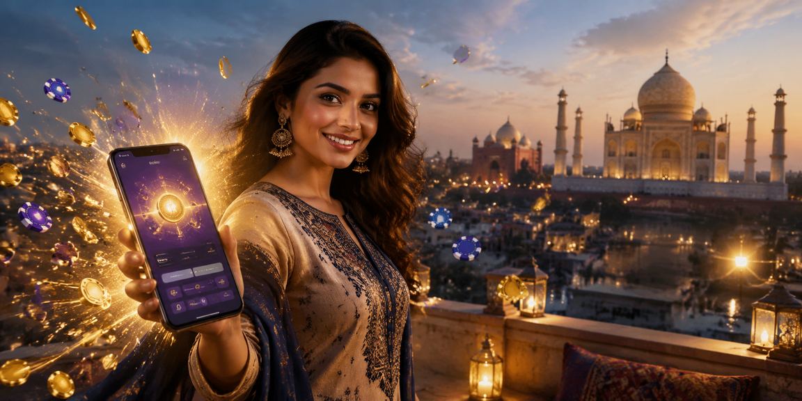 User making mobile payment for lottery tickets in traditional Kurti outfit