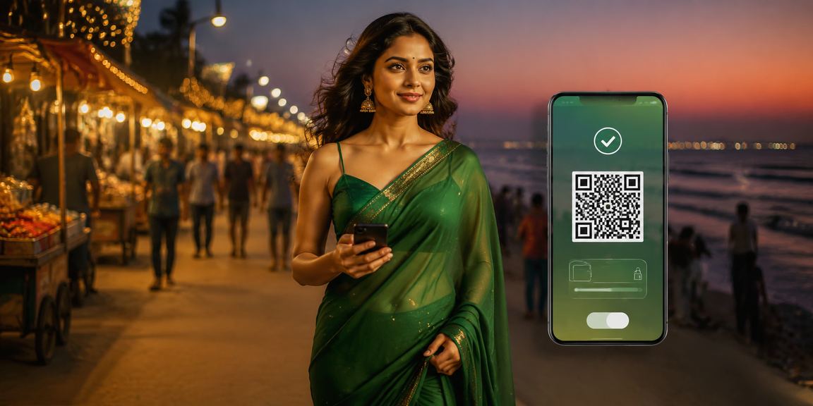 Mobile user playing Aviator game on the beach near Chennai Marina